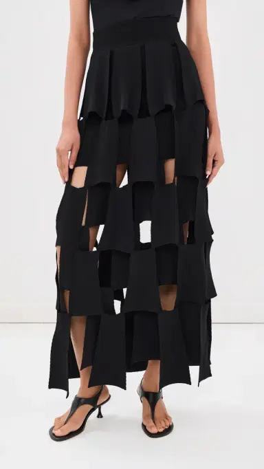 A.W.A.K.E. MODE A. W.A. K.E. ODE Knitted ulti Trapeze Skirt Black | Thumbnail 2