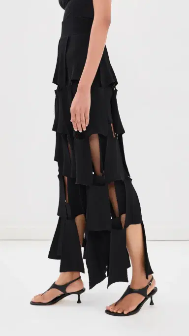 A.W.A.K.E. MODE A. W.A. K.E. ODE Knitted ulti Trapeze Skirt Black | Thumbnail 4