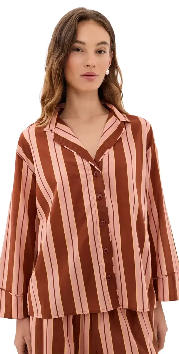 The Great. The Pajama Shirt Ganache Stripe