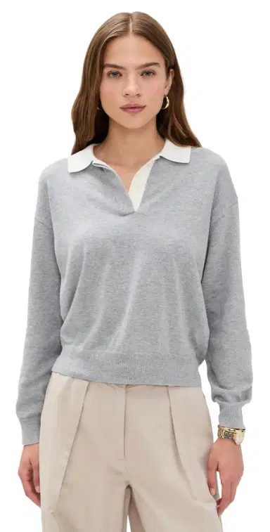 Alex Mill Angelina Polo Sweater In Cotton Cashmere | Thumbnail 1 Alex Mill Angelina Polo Sweater In Cotton Cashmere | Thumbnail 1