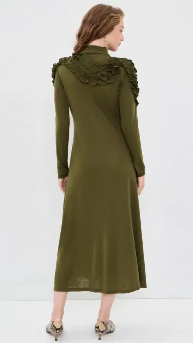 Ulla Johnson olene Long Sleeve Jersey Dress Loden | Thumbnail 3