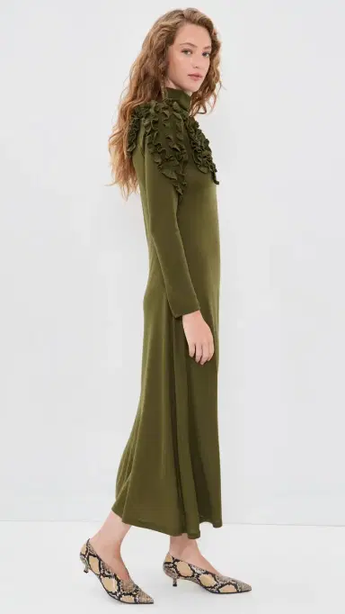 Ulla Johnson olene Long Sleeve Jersey Dress Loden | Thumbnail 4