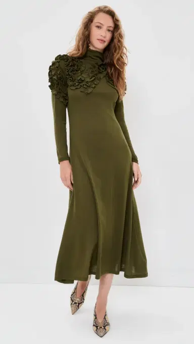 Ulla Johnson olene Long Sleeve Jersey Dress Loden | Thumbnail 5