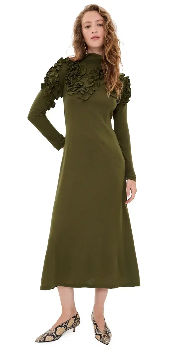 Ulla Johnson olene Long Sleeve Jersey Dress Loden