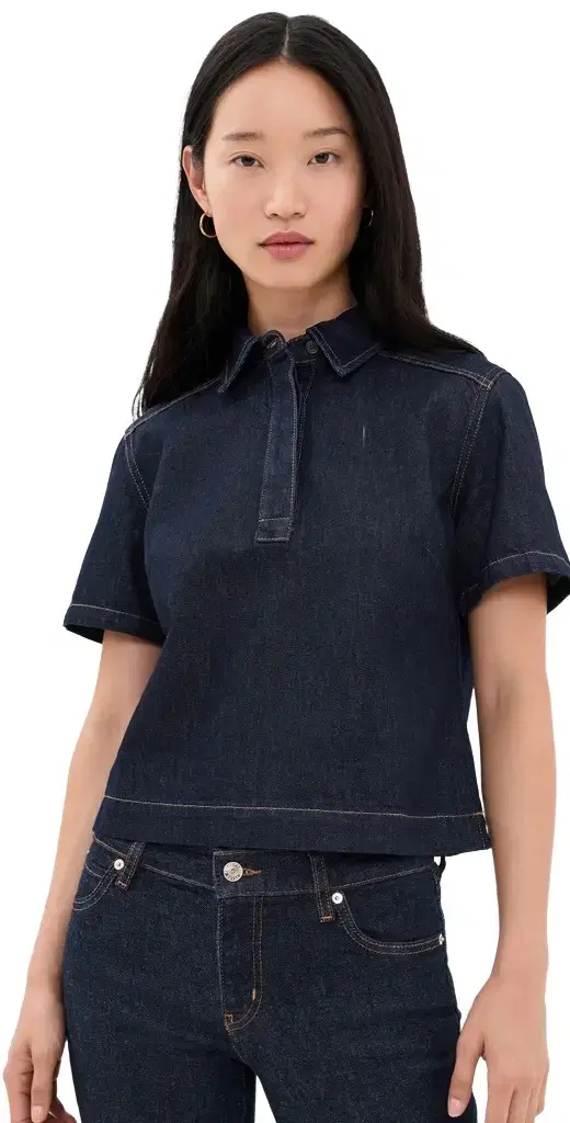 Madewell Denim Boxy Polo Shirt Rinse Wash