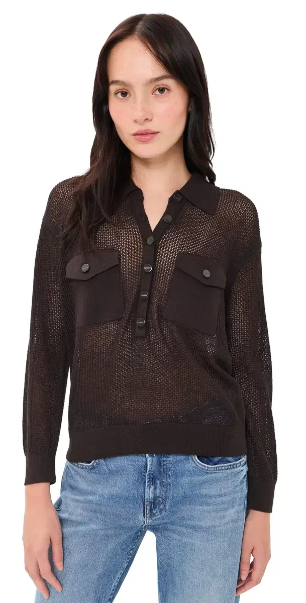 L'Agence Carine Pointelle Collared Sweater