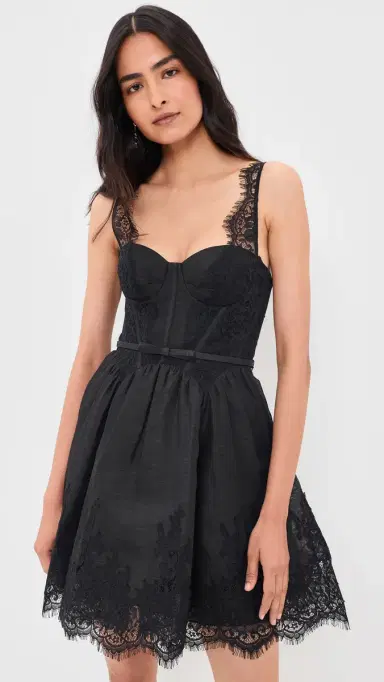 Zimmermann Valiant Lace Trim Mini Dress Black | Thumbnail 2