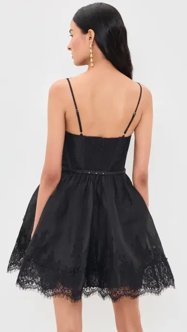 Zimmermann Valiant Lace Trim Mini Dress Black | Thumbnail 3