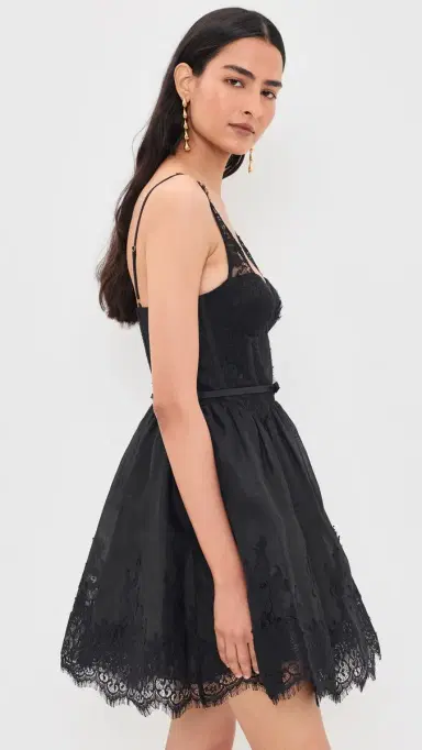 Zimmermann Valiant Lace Trim Mini Dress Black | Thumbnail 4