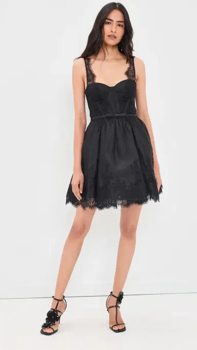 Zimmermann Valiant Lace Trim Mini Dress Black | Thumbnail 5