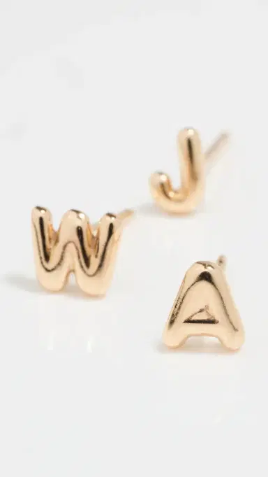 Ariel Gordon Jewelry 14k Gold Mini Helium Initial Stud Earring A One Size | Thumbnail 5