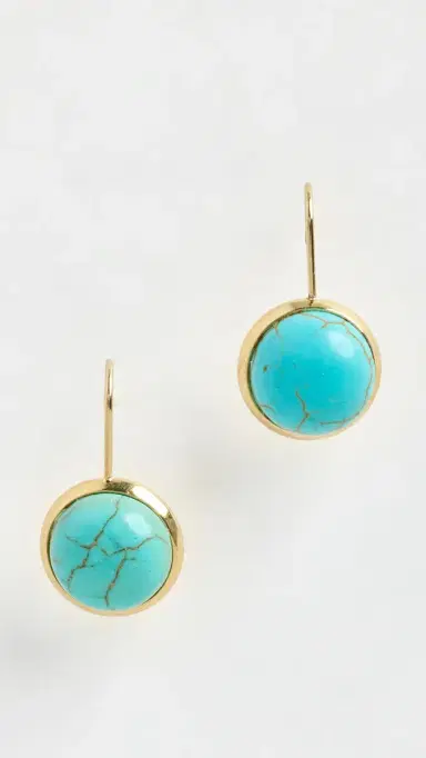 SHASHI French Hook Turquoise Bezel Drop Gold/Turquoise One Size | Thumbnail 2