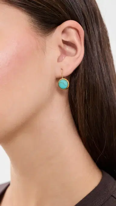 SHASHI French Hook Turquoise Bezel Drop Gold/Turquoise One Size | Thumbnail 3