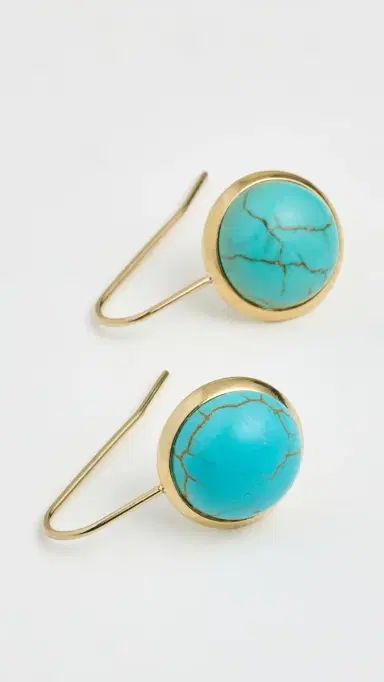 SHASHI French Hook Turquoise Bezel Drop Gold/Turquoise One Size | Thumbnail 4