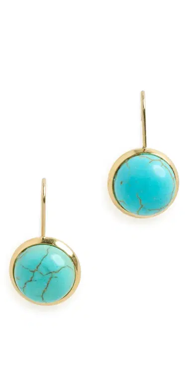 SHASHI French Hook Turquoise Bezel Drop Gold/Turquoise One Size | Thumbnail 1