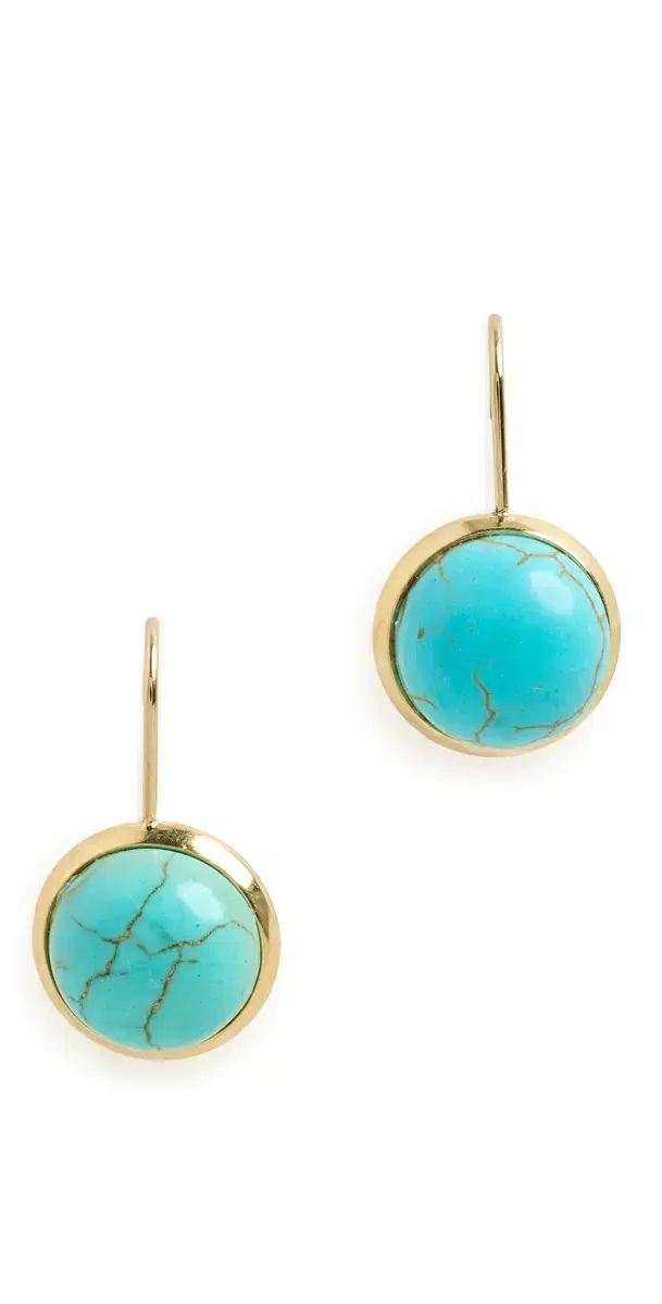 SHASHI French Hook Turquoise Bezel Drop Gold/Turquoise One Size
