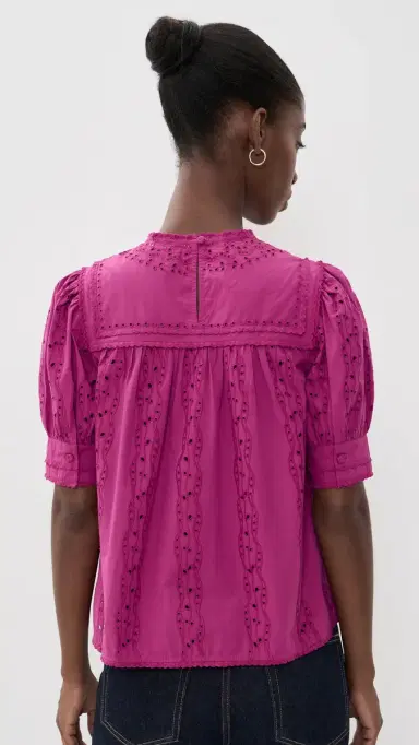 Ulla Johnson Una Short Sleeve Cotton Top Orchid | Thumbnail 3