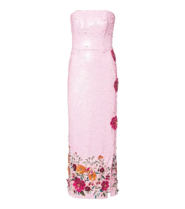 Costarellos Harlee floral-appliqué sequined cocktail dress