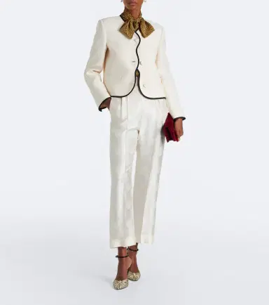 Valentino Polka-dot silk jacquard slim pants | Thumbnail 6 Valentino Polka-dot silk jacquard slim pants | Thumbnail 6