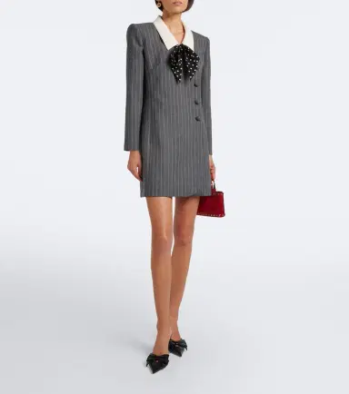 Valentino Bow-detail pinstripe virgin wool blazer dress | Thumbnail 4 Valentino Bow-detail pinstripe virgin wool blazer dress | Thumbnail 4