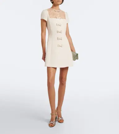 Valentino Crepe Couture lace-trimmed minidress | Thumbnail 4