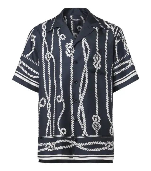 Printed silk bowling shirt