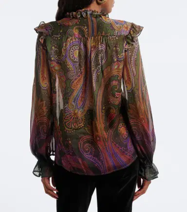 Etro Paisley ruffled silk chiffon shirt | Thumbnail 2