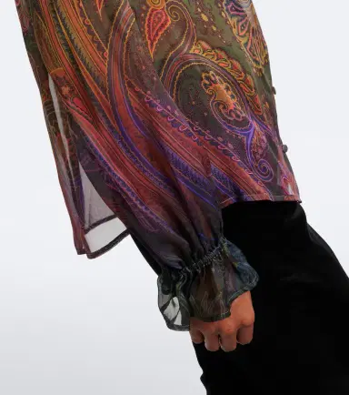 Etro Paisley ruffled silk chiffon shirt | Thumbnail 3