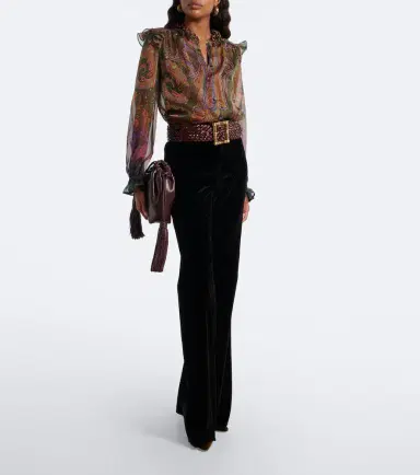 Etro Paisley ruffled silk chiffon shirt | Thumbnail 4