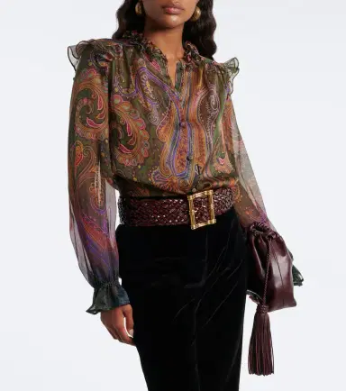 Etro Paisley ruffled silk chiffon shirt | Thumbnail 6