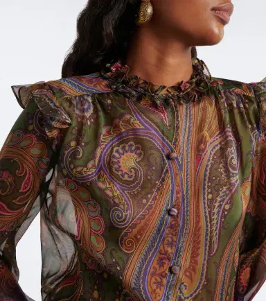 Etro Paisley ruffled silk chiffon shirt | Thumbnail 7