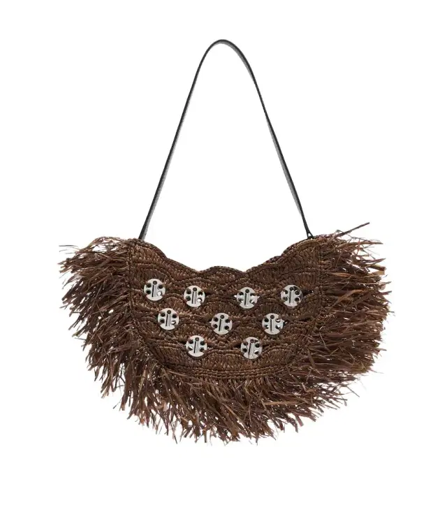 Rabanne Sac A Main fringed raffia top-handle bag