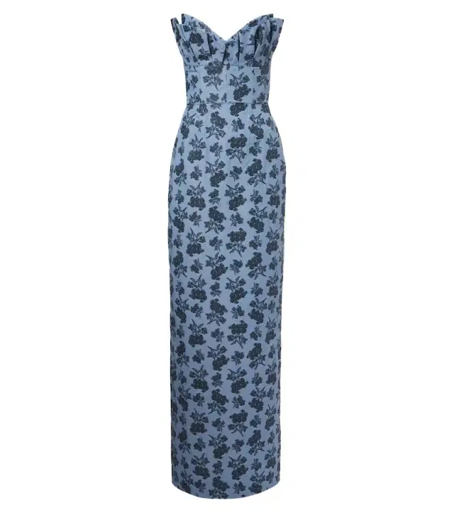 Markarian Rita floral cotton-blend bustier gown
