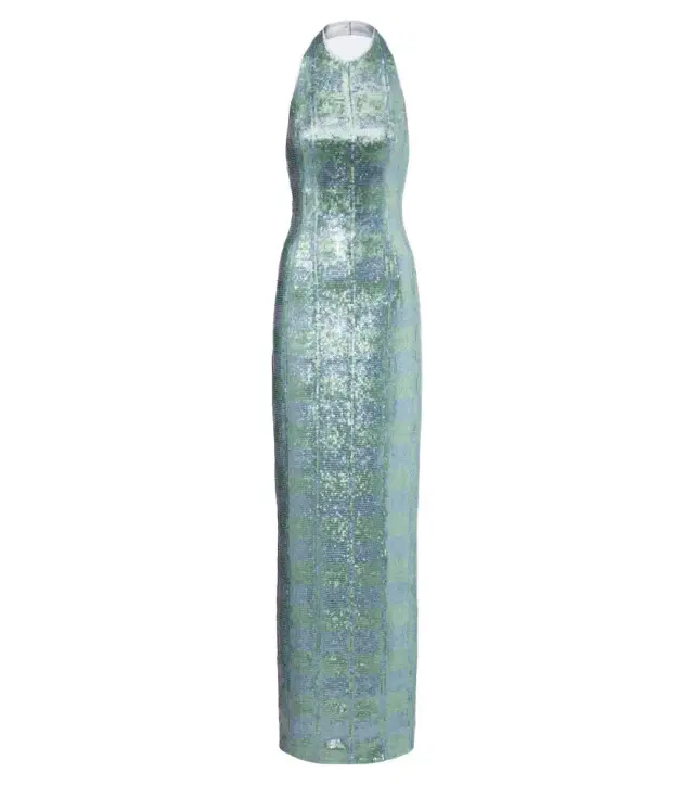 Markarian Nerine gingham sequined gown