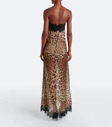 Dolce & Gabbana Lace-trimmed silk-blend chiffon slip dress | Thumbnail 3 Dolce & Gabbana Lace-trimmed silk-blend chiffon slip dress | Thumbnail 3