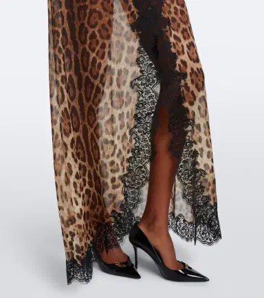 Dolce & Gabbana Lace-trimmed silk-blend chiffon slip dress | Thumbnail 6 Dolce & Gabbana Lace-trimmed silk-blend chiffon slip dress | Thumbnail 6