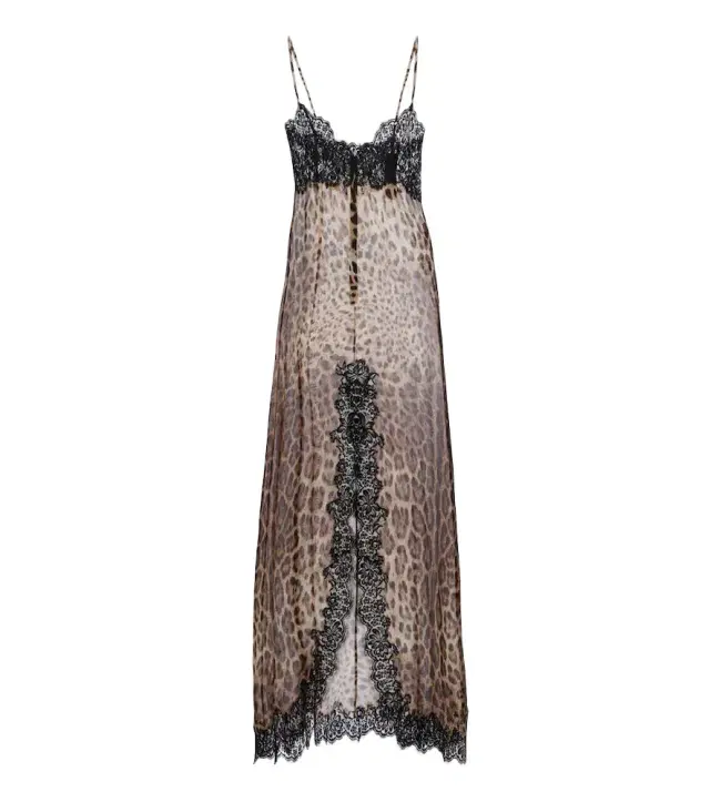 Lace-trimmed silk-blend chiffon slip dress Lace-trimmed silk-blend chiffon slip dress