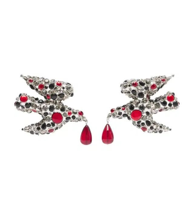 Saint Laurent Dove embellished clip-on earrings