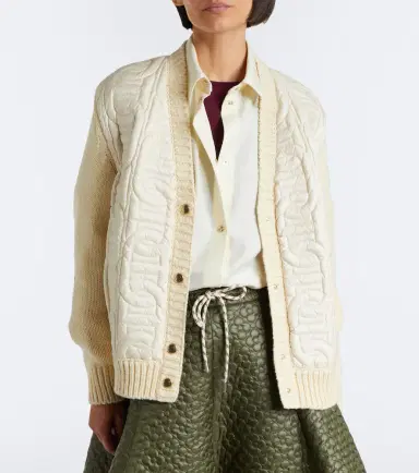 Moncler Down-paneled cotton-blend cardigan | Thumbnail 4 Moncler Down-paneled cotton-blend cardigan | Thumbnail 4
