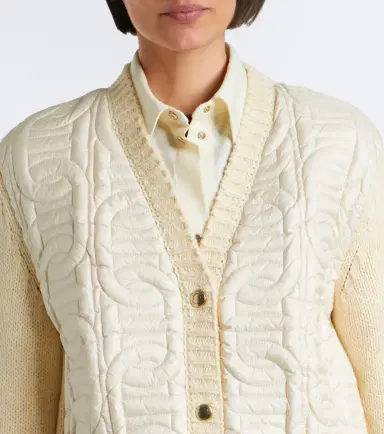 Moncler Down-paneled cotton-blend cardigan | Thumbnail 5 Moncler Down-paneled cotton-blend cardigan | Thumbnail 5