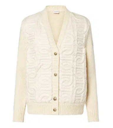 Moncler Down-paneled cotton-blend cardigan | Thumbnail 1 Moncler Down-paneled cotton-blend cardigan | Thumbnail 1