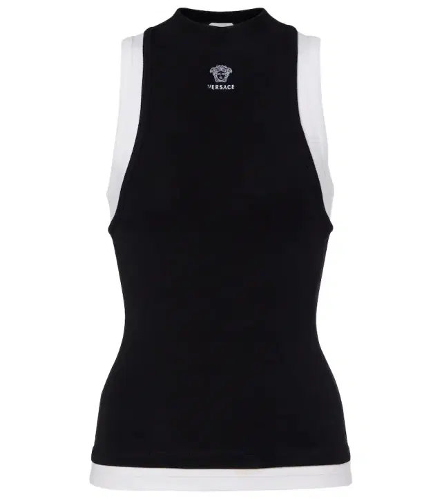 Versace Layered cotton-blend tank top