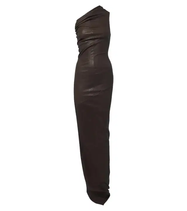 Rick Owens Athena asymmetric draped leather gown