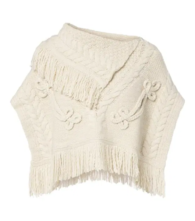 Marant Etoile Kacie cable-knit wool-blend poncho