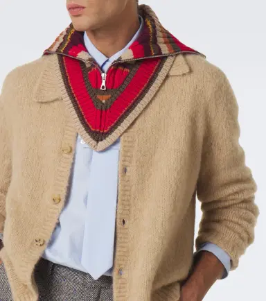 Dries Van Noten Striped wool zip-up collar | Thumbnail 3