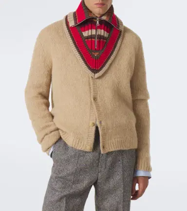 Dries Van Noten Striped wool zip-up collar | Thumbnail 4