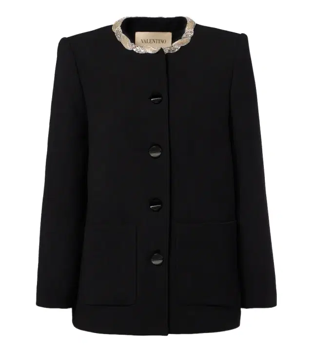 Valentino Embellished virgin wool crêpe jacket