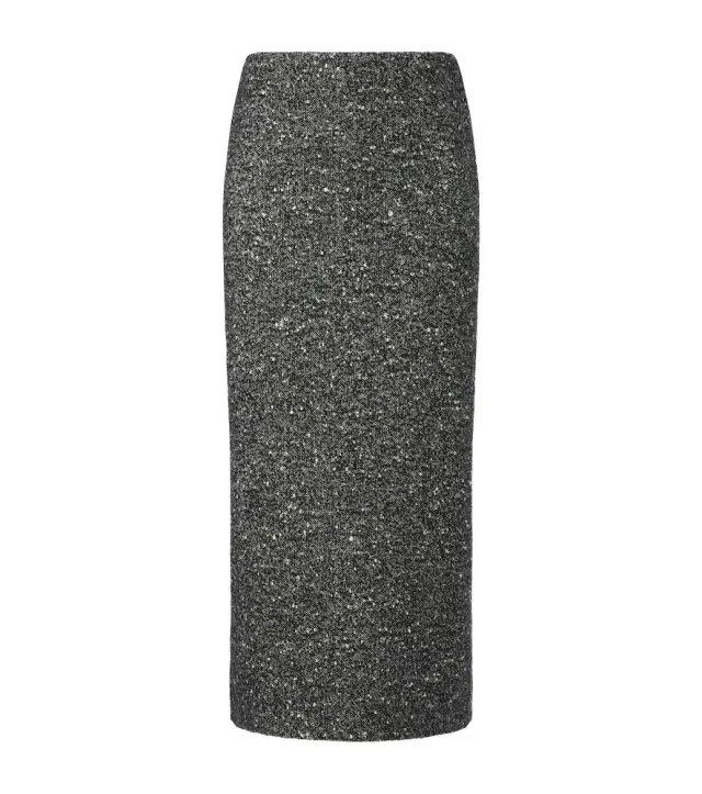 Valentino Chevron wool-blend bouclé pencil skirt