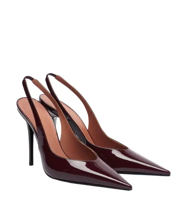 Amina Muaddi Anok patent leather slingback pumps
