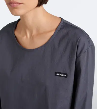 Miu Miu Cotton-blend poplin T-shirt | Thumbnail 2 Miu Miu Cotton-blend poplin T-shirt | Thumbnail 2